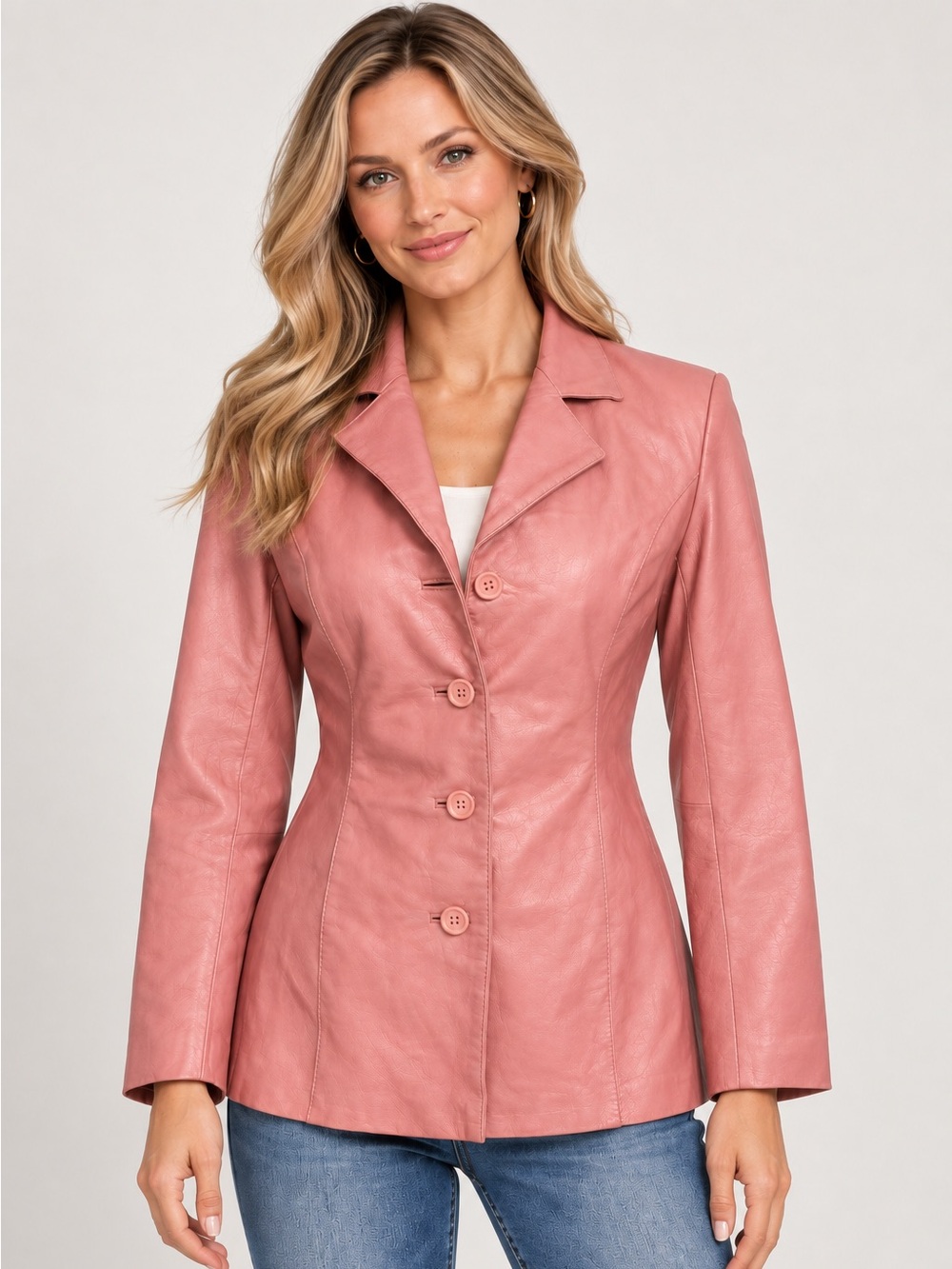Oscar Piel sz M dusty pink leather coat